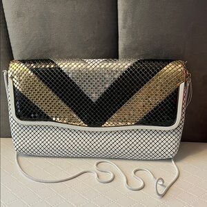 Vintage Ella Chic Black, Gold, and Silver Women's Clutch